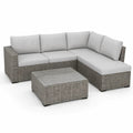 L-formet haveloungesæt til 3 personer med sofabord i grå/lysegrå, 200 x 140 x 70 cm