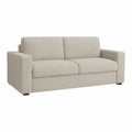 2-personers sofa i beige bouclépolyester med sorte ben, 160 x 85 x 84 cm