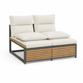 2-personers havesofa 150 x 80 x 75 cm i aluminium og akacietræ – Cremehvid/Sort/Natur