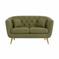 2-personers sofa med knaphæftet ryg, olivengrøn, 150 x 85 x 82 cm