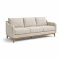 3-personers sofa i beige med naturfarvede træben, 210 x 90 x 85 cm