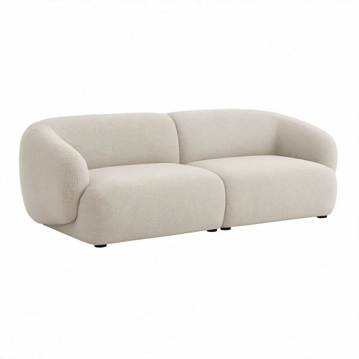 Buet 2-personers sofa i creme bouclé, 200 x 100 x 72 cm