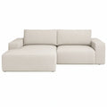 Venstrevendt chaiselongsofa i creme polyester, 220 x 150 x 78 cm