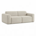 2-personers sofa i beige polyesterbouclé, 180 x 92 x 72 cm